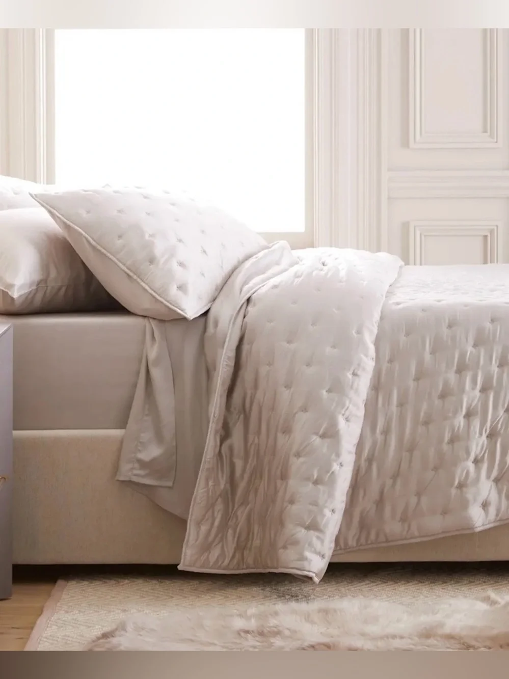NWOT Quince Organic Bamboo Dream Quilted Sham Set, Standard (Sand)